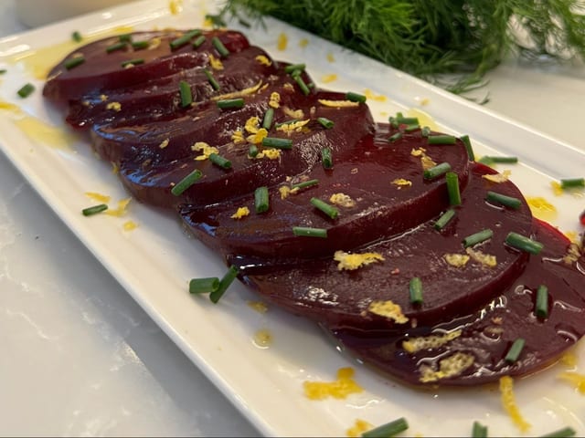 Caramelized Beets with Cranberry Lemon Zest.
