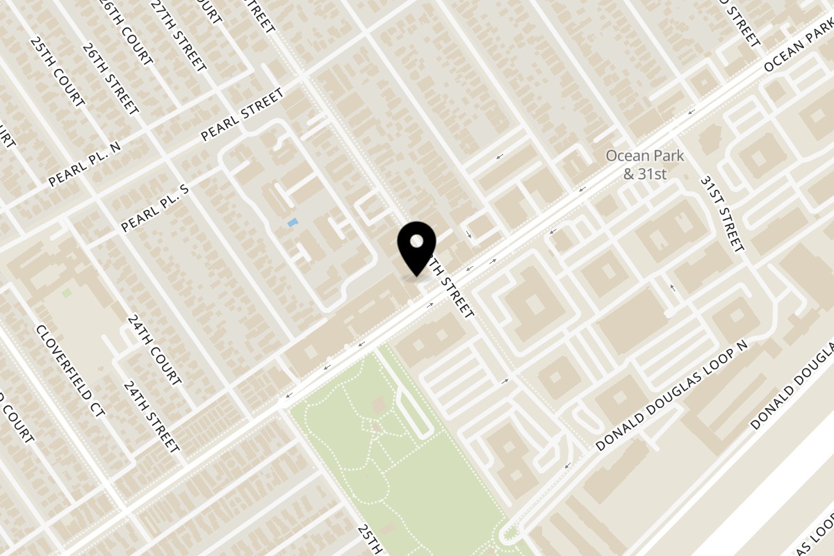 Map showing the location of Juicy Ladies Santa Monica on 2727 Ocean Park Blvd in Santa Monica